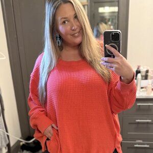 American Eagle Oversized Waffleknit Lightweight Sweatshirt